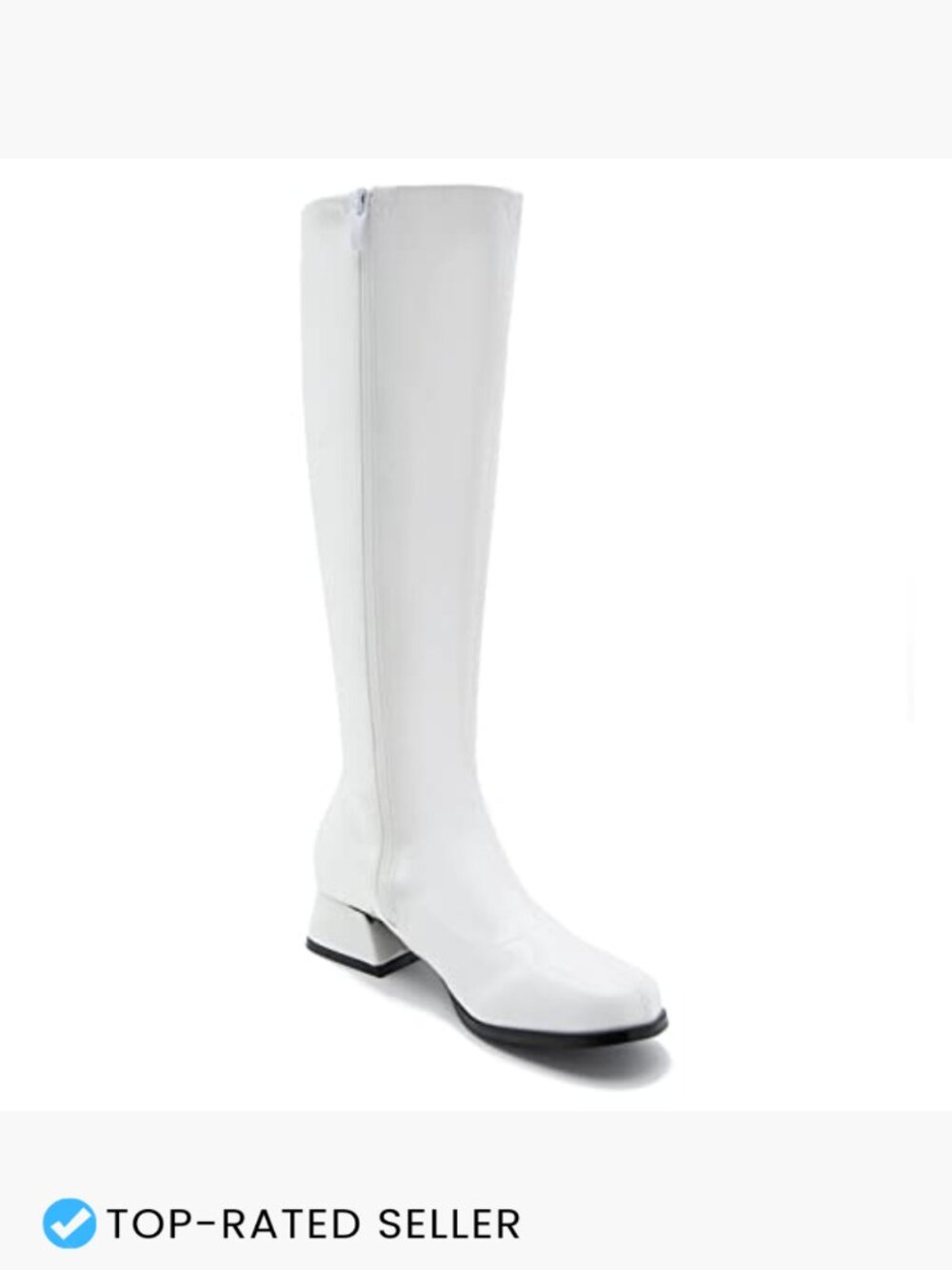 Knee High Gogo Boots Low Block Heel Zip Up Chunky Square Toe Party Dance Shoes - Picture 6 of 7